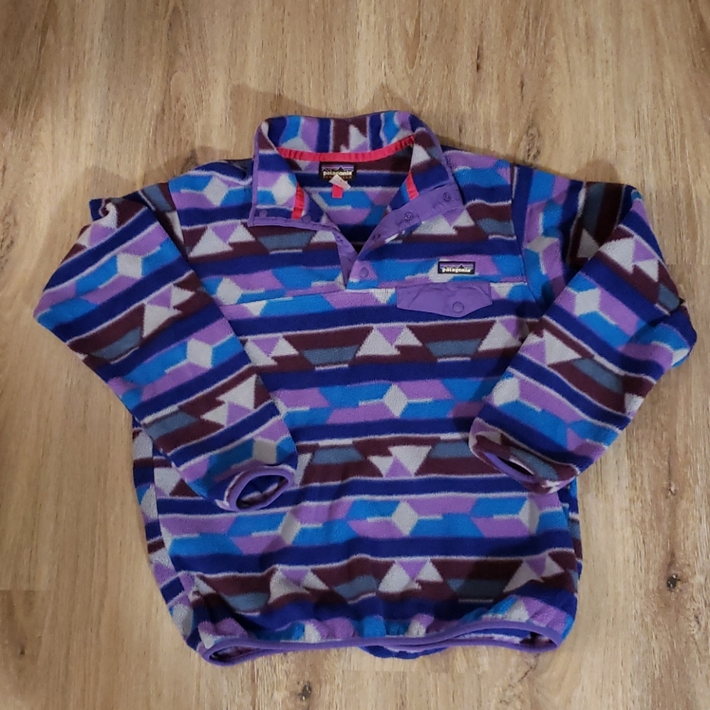Patagonia Purple Blue Geometric Pullover Fleece